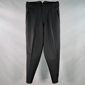 MATSUDA Vintage Size S Black Contrast Trim Wool High Waisted Tapered Dress Pants